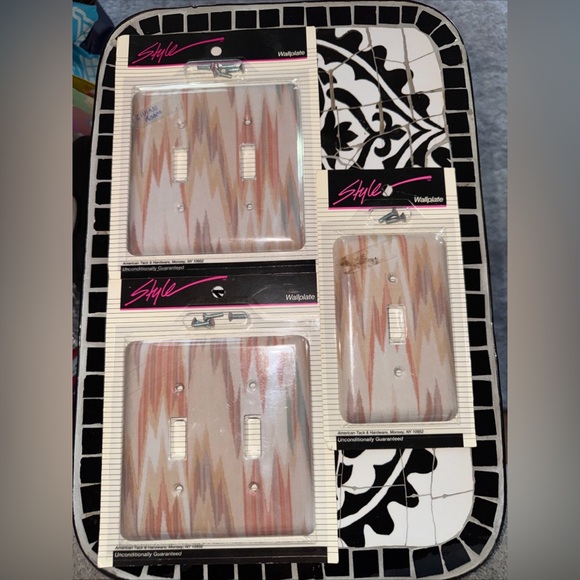 American Tack & Hardware Other - 3 Vtg NOS American Tack & Hardware Faux Marble Switch Plate Covers Set of 3